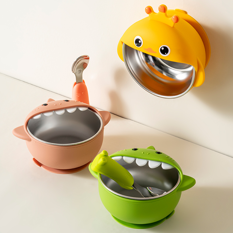 宝宝专用吸盘辅食碗304不锈钢儿童饭碗婴儿可拆餐具防烫训练