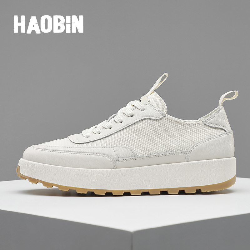 浩宾新款牛皮透气潮流阿甘网面鞋夏季百搭潮鞋白鞋男士男士小白鞋