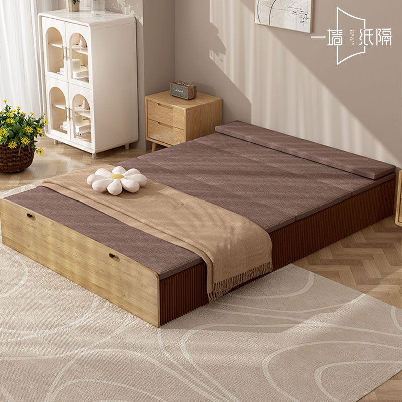 风琴纸隐形折叠床棕色多功能办公室午休医院陪护便携家用小户型