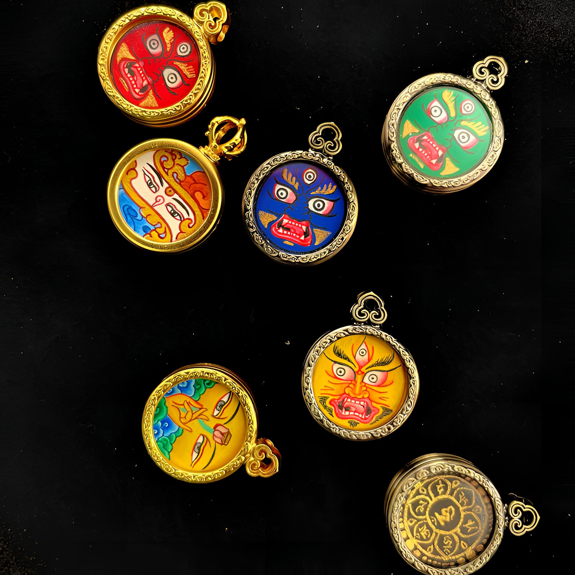 藏式纯手绘小尺寸唐卡吊坠1.5*1.5