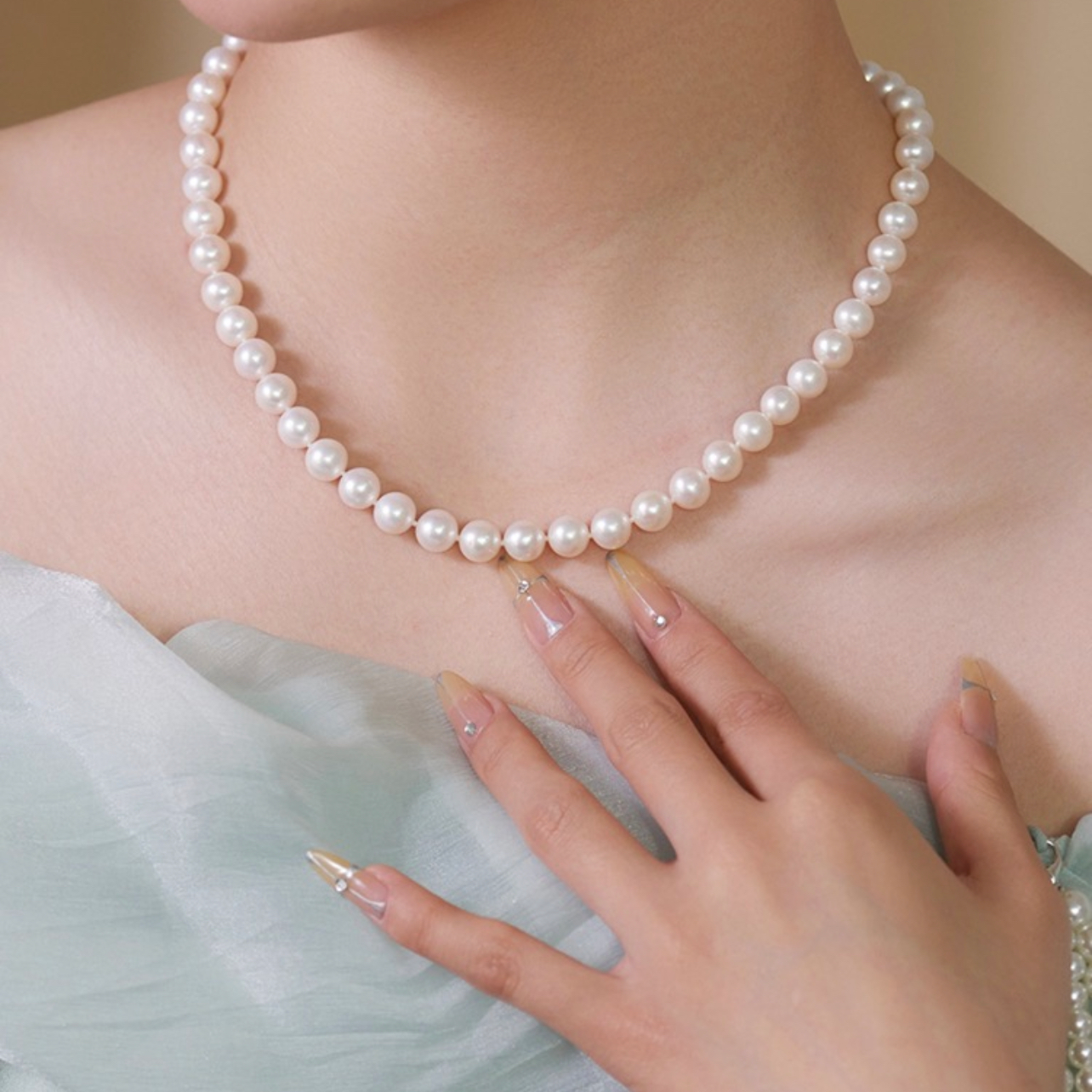 7-8mm淡水珍珠项链女正圆极强光高品质妈妈礼物气质
