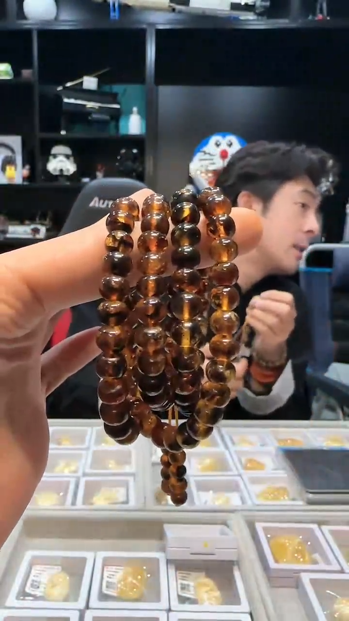 【闪购商品】琥珀裸石未镶嵌71抚顺琥珀7m长链