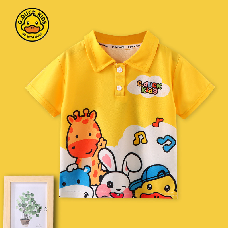 G.DUCKKIDS小黄鸭夏季新款男童短袖polo衫t恤短袖宝宝翻领衬衫