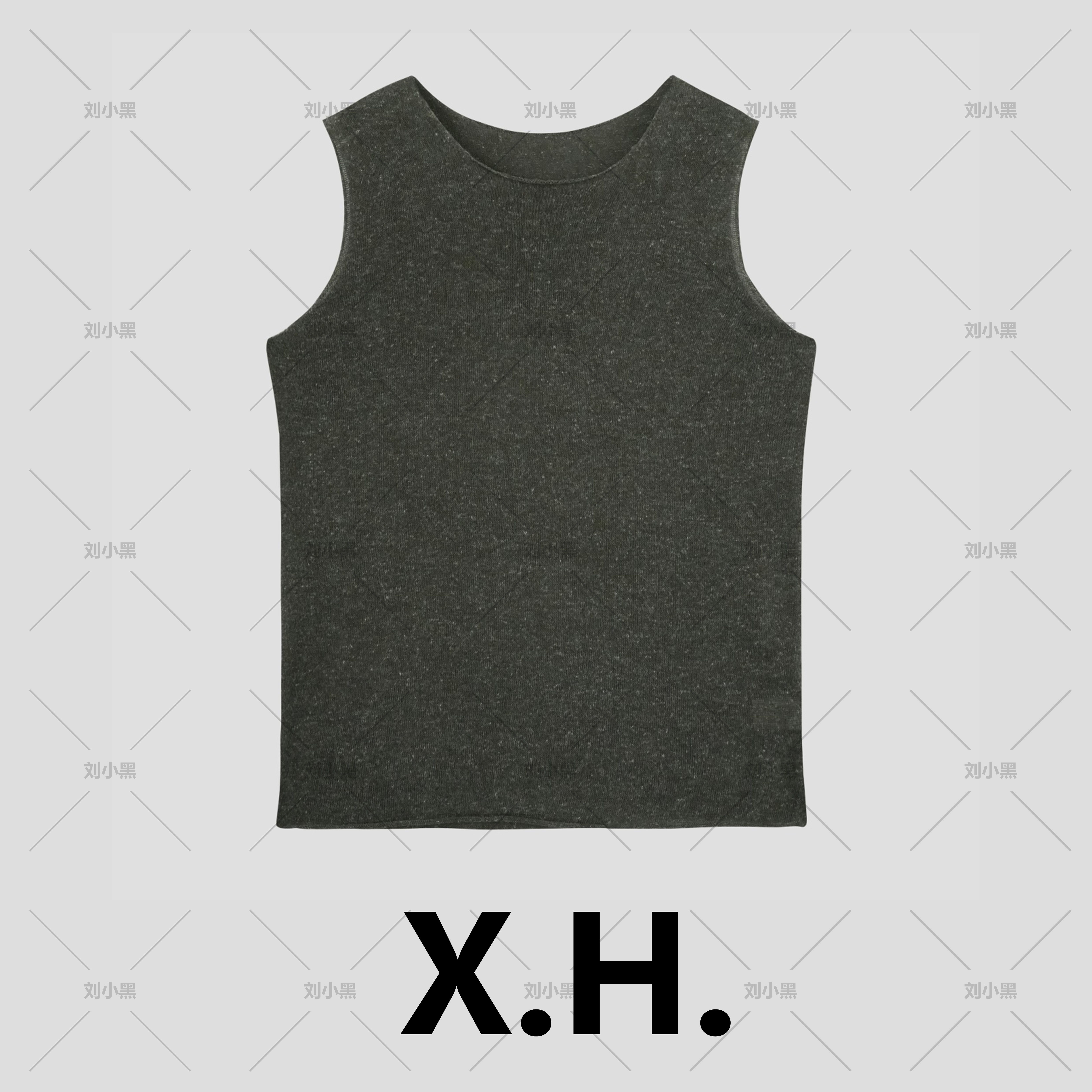 （清）亚麻天丝卷边背心（绿色）