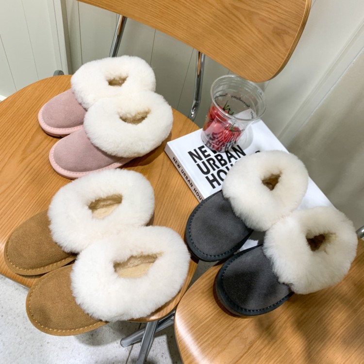 秋冬新款儿童雪地靴保暖女童真皮时尚百搭短筒毛毛鞋防滑加厚平底