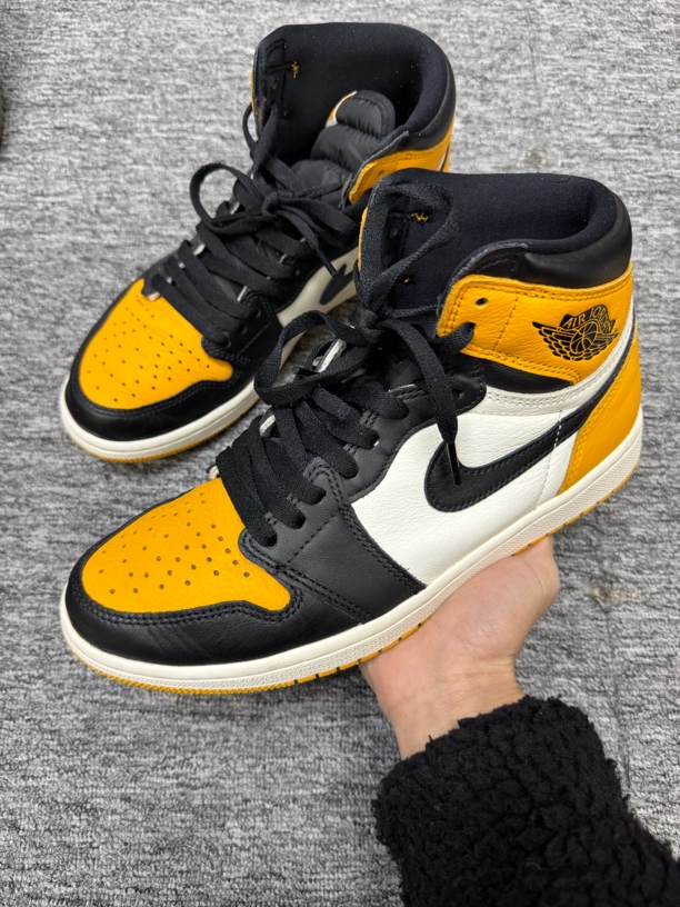 42.5码/Jordan 1 AJ1 黑黄脚趾出租车 复古高帮板鞋/ 9新 无盒
