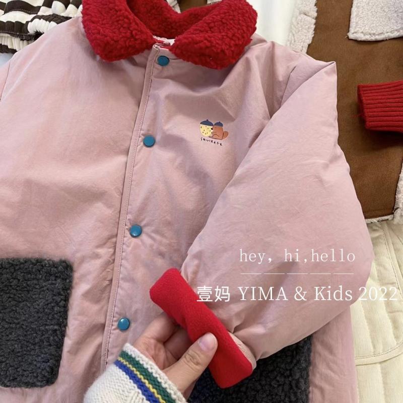 韩系童装女童冬装洋气粉色棉服儿童加绒外套女宝宝保暖大衣加厚潮