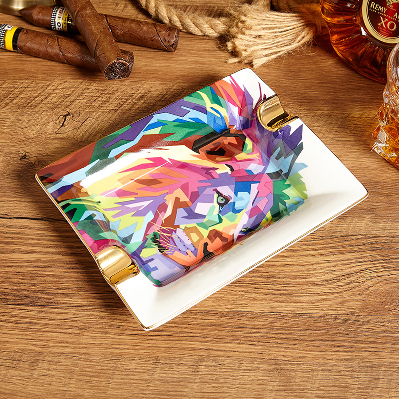 陶瓷雪茄烟灰缸创意个性时尚2支装错位灭烟器家用办公室可水洗