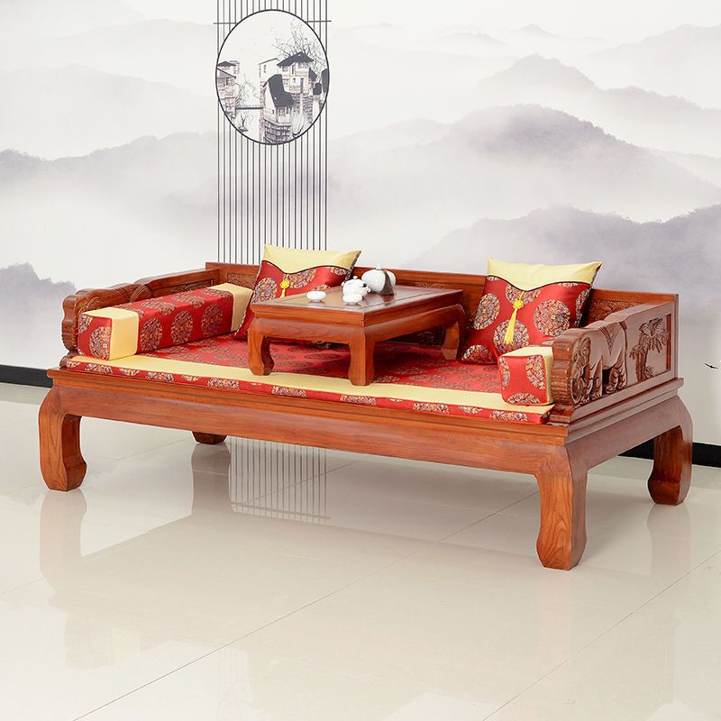新中式实木罗汉床茶桌组合老榆木结实耐用整装茶桌老榆木罗汉床