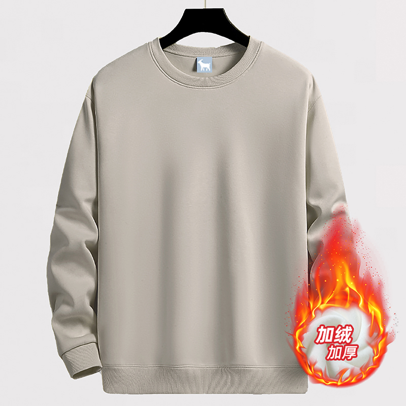 秋冬新款长袖450克卫衣休闲圆领宽松加绒加厚保暖套头学生百搭