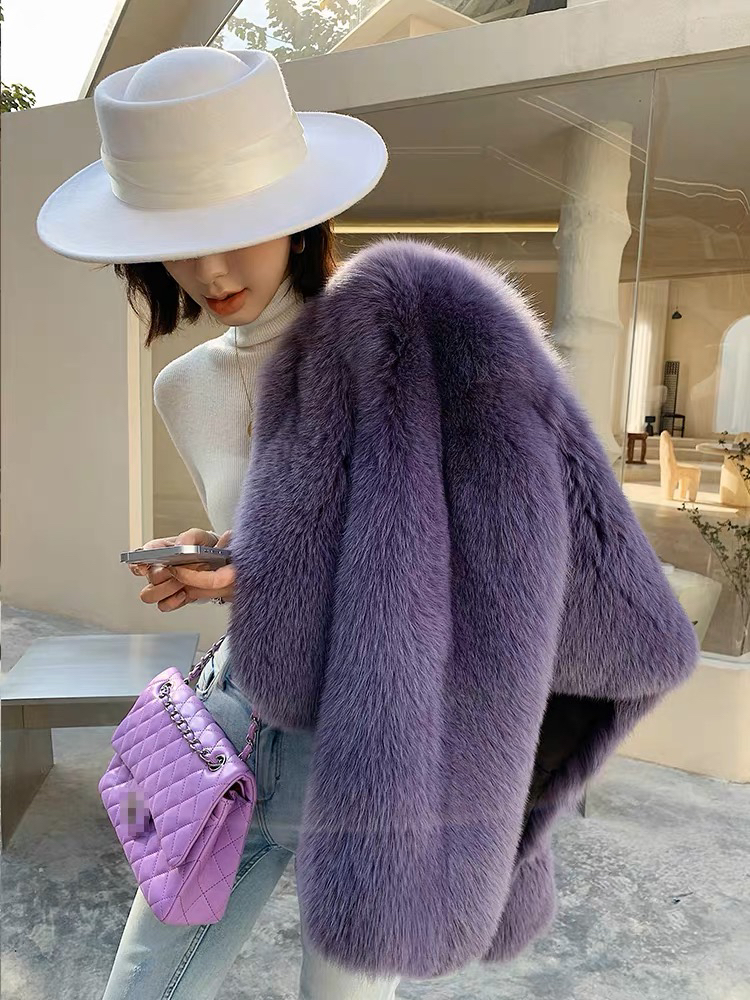 XX 进口整皮狐狸王 魅紫色冬季新款外套