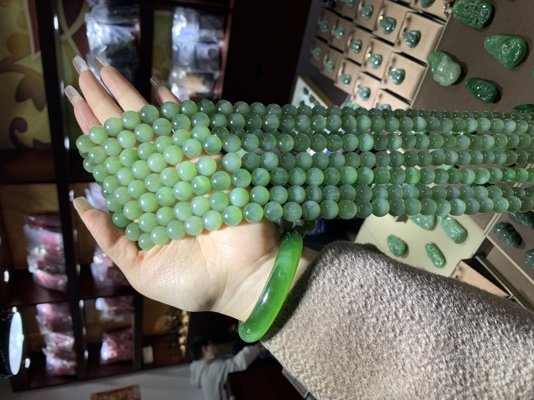 婉玗珠宝直播间手镯圈口测量图展示链接