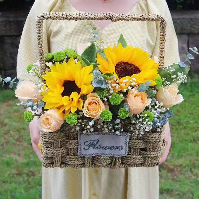 沈阳晓全花行六一儿童节花篮鲜花生日花篮手提向日葵花篮玫瑰