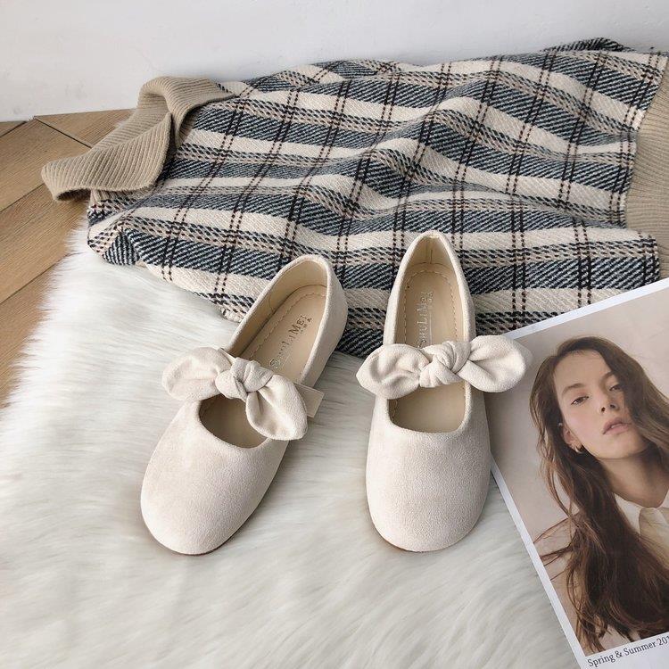 2023新款韩版圆头学生鞋仙女ins蝴蝶结芭蕾平底百搭淑女温柔单鞋