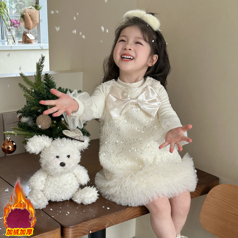 女童连衣裙春款2025新款洋气儿童小香风套装小女孩秋冬装背心裙子