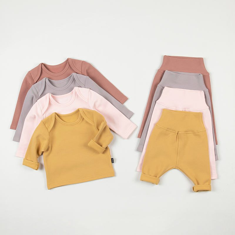 【亲肤舒适】莫兰迪净色系宝宝纯色加厚刷绒婴儿长袖睡衣套装春秋