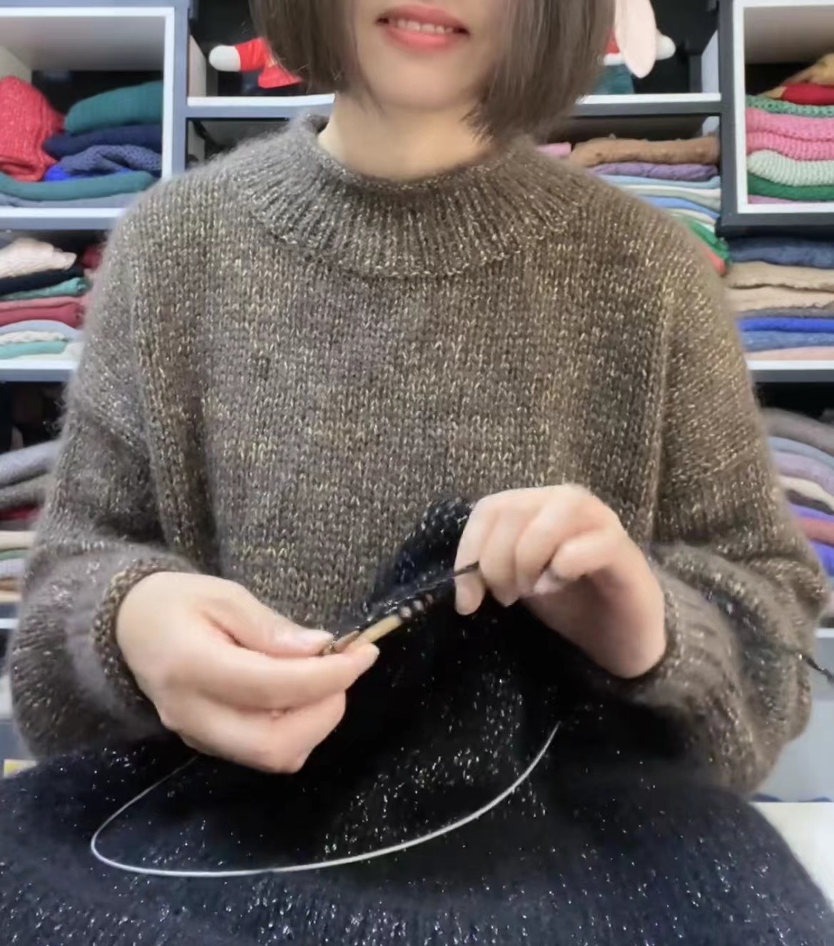 织 半高领平针  星空亮丝马海毛 有教程