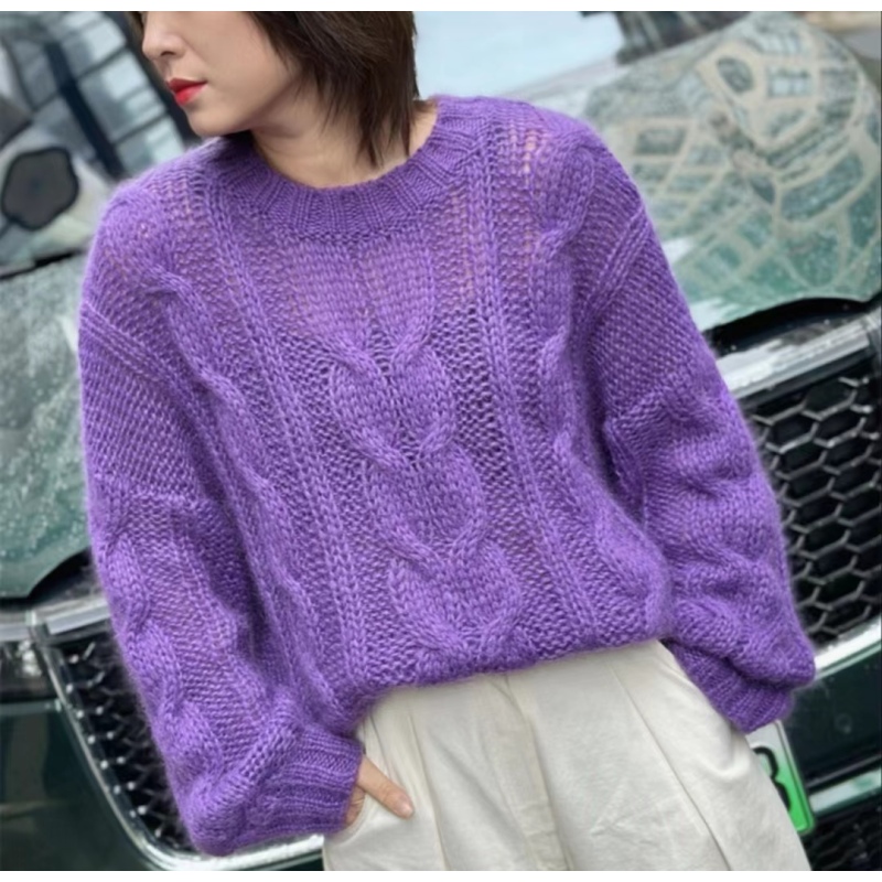 织 麻花条套头衫 1两/团 马海毛线材料包