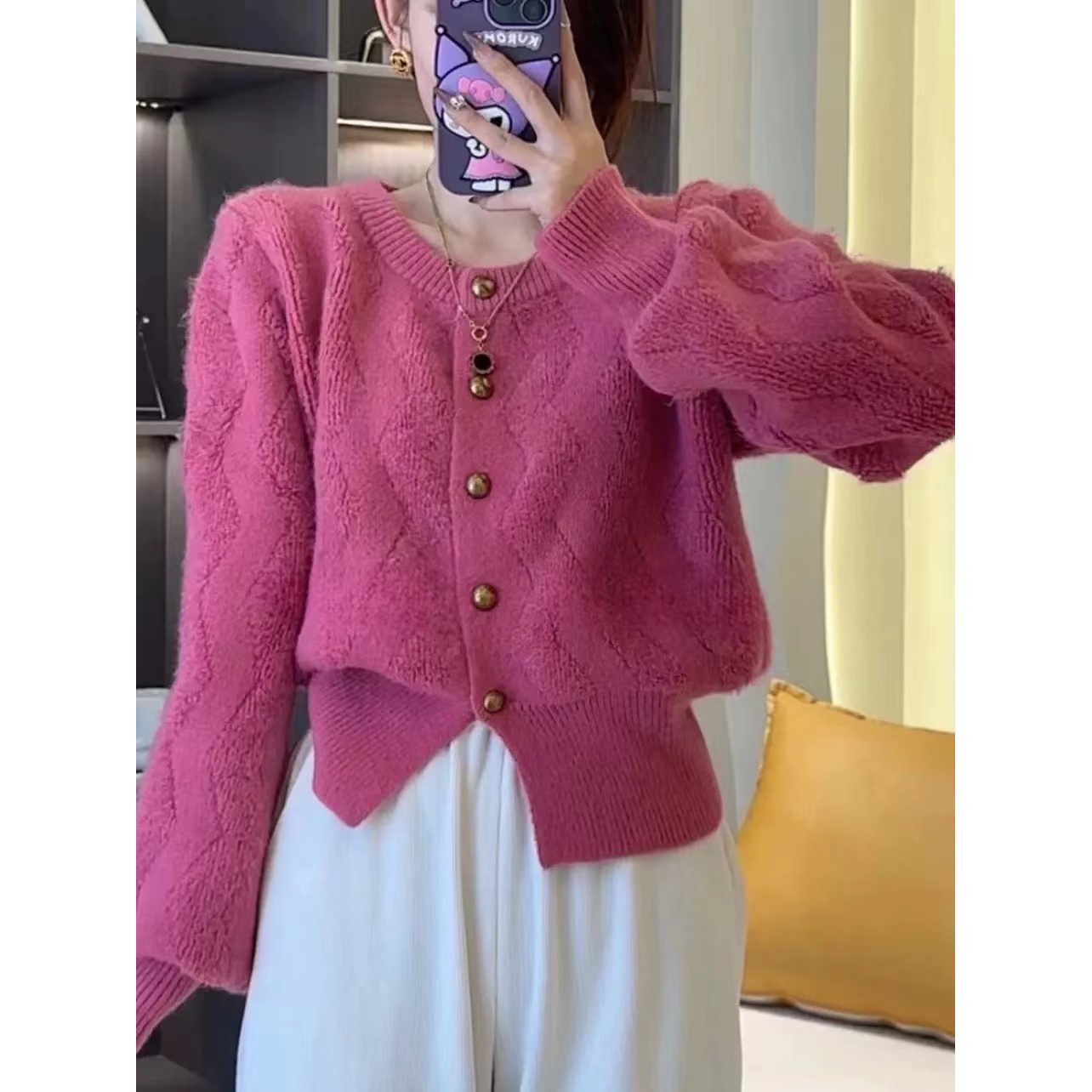 高级感超好看的毛衣开衫女冬季新款韩版小香风气质短款针织衫上衣