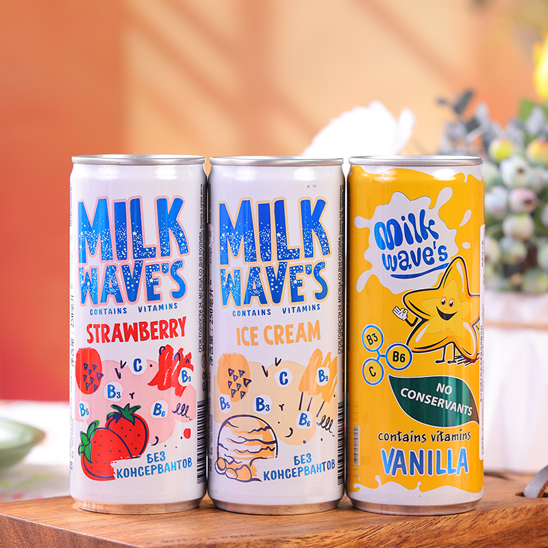 【拍一发三】俄罗斯原装进口多汁谷牛奶波浪奶饮料250ml