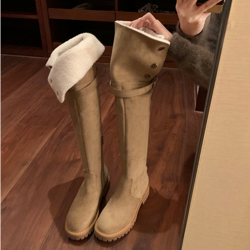 雪地靴女冬小个子长靴显瘦加绒长筒靴骑士高筒厚底过膝靴