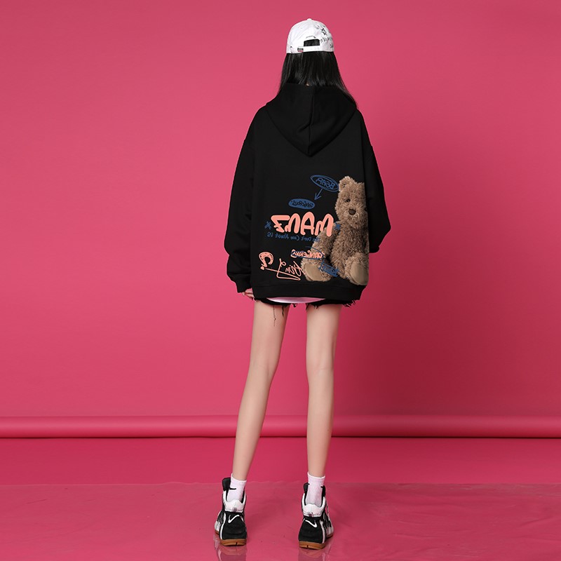 山东青岛即墨卫衣2025新款女中长款套头连帽秋冬加绒加厚保暖外套