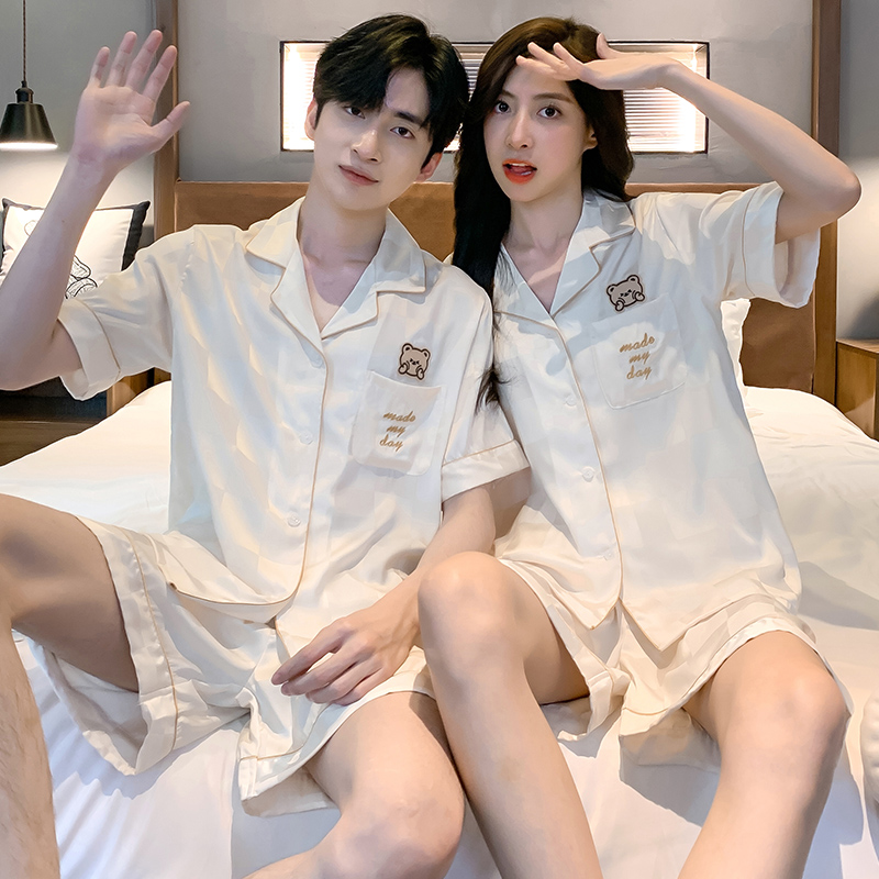 情侣睡衣女夏季冰丝2025年新款夏天高级感男士短袖短裤家居服薄款