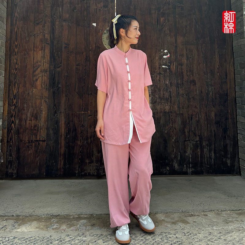 红棉夏季新款太极服中式国潮风八段锦练功站桩太极鞋短袖薄款