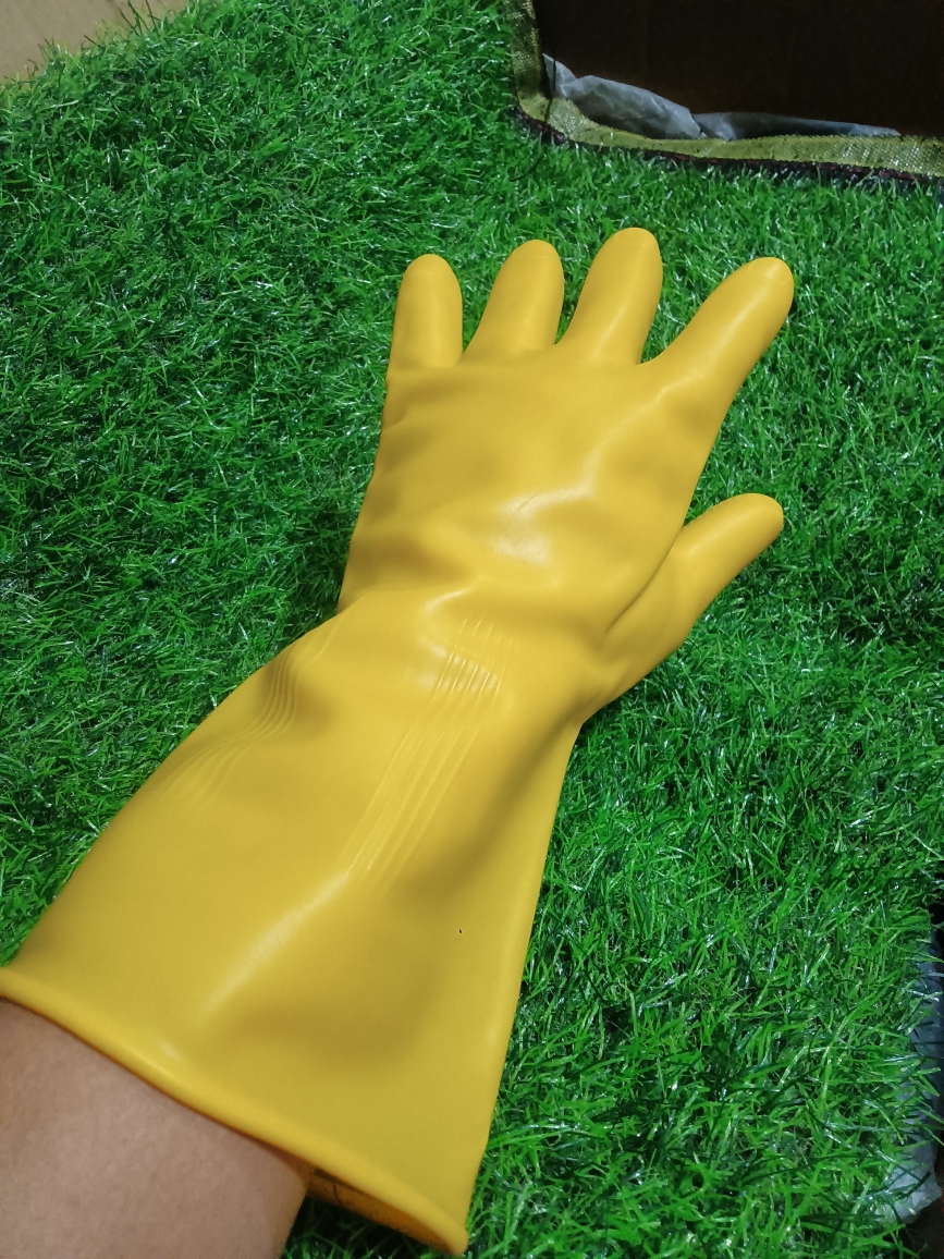 乳胶手套洗碗家务冬季保暖维修一次性黄色高弹毛绒防水手套南洋