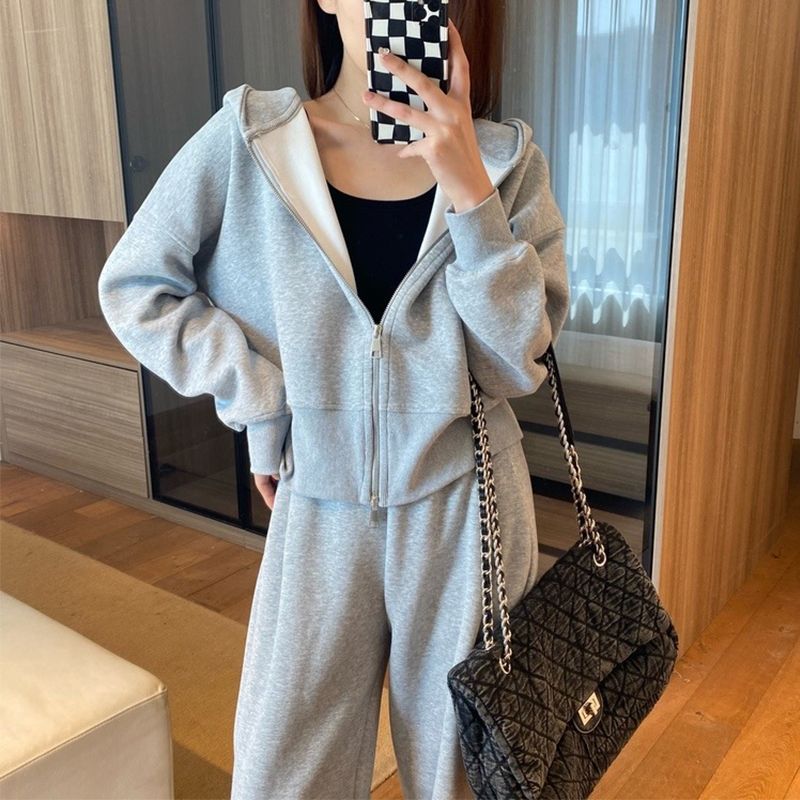 23秋冬高品质慵懒减龄空气棉套装连帽卫衣卫裤两件套秋冬运动高腰