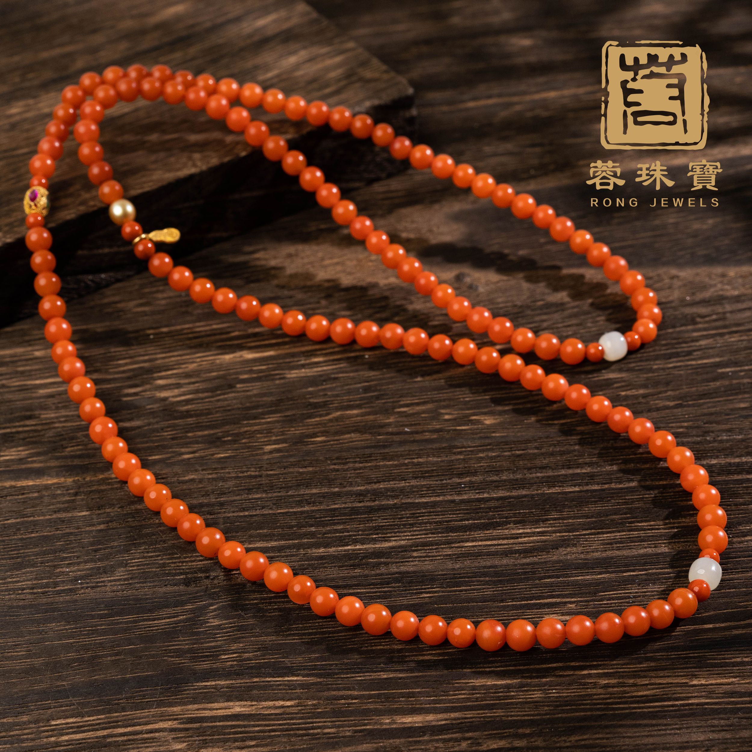 【蓉珠宝】茴梦 18K金南红项链 国风大气经典气质新中式设计精致