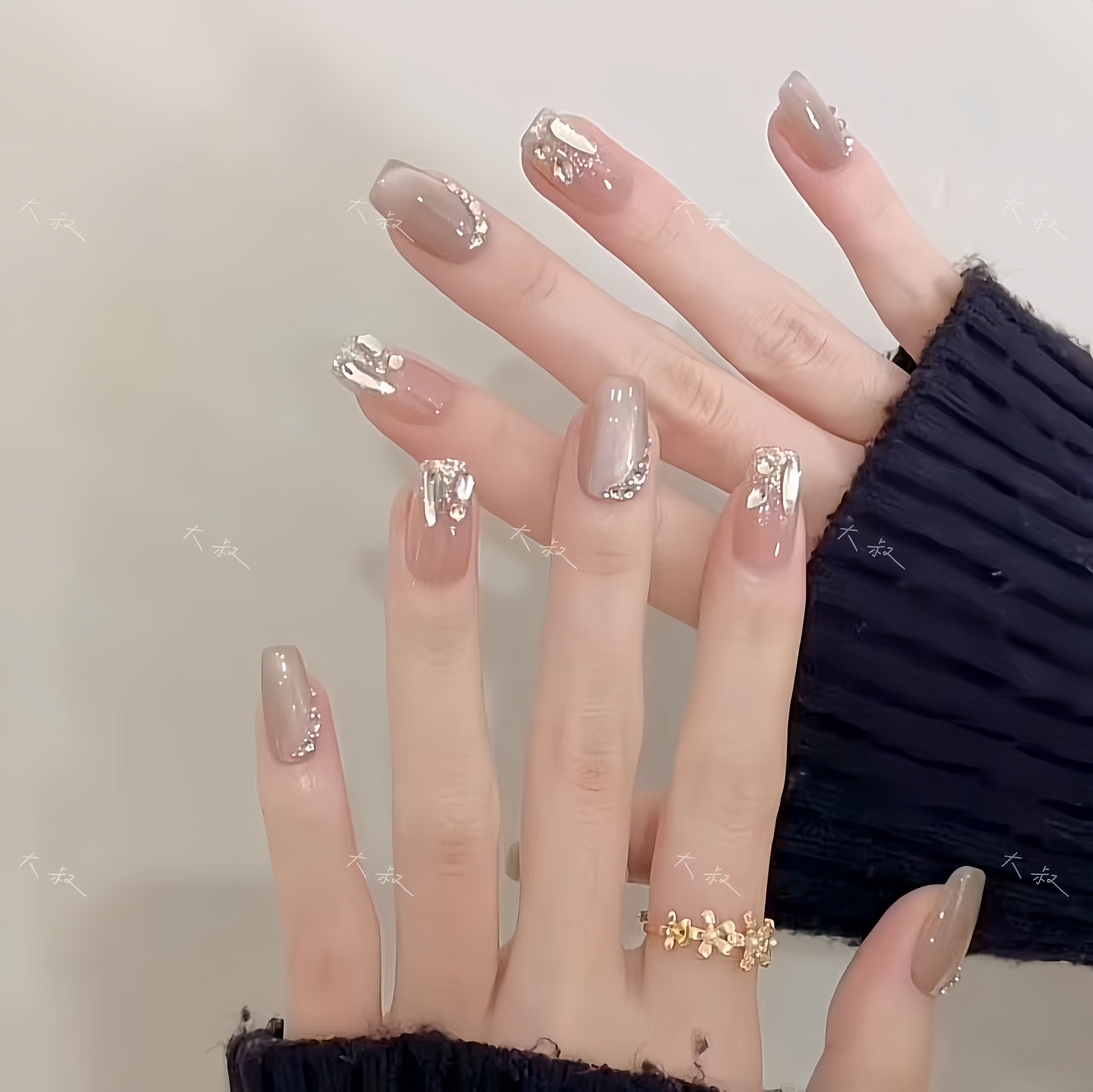 白月光 手工穿戴美甲气质春季猫眼K9镶钻轻奢爆款显白可反复使用