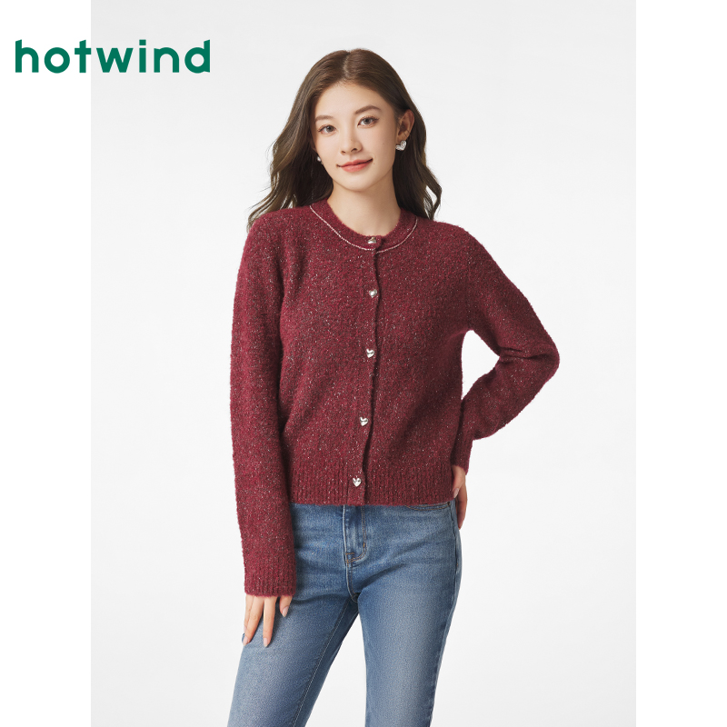 热风2025年春季新款女士精致针织开衫F08W25115
