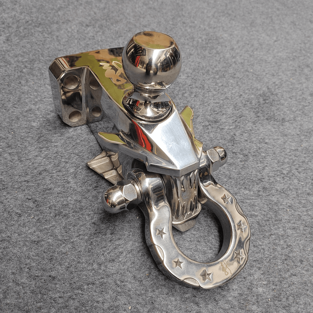 坦克BJ40长城炮马帮纯304不锈钢拖车钩个性拖车钩8.5×4.5孔距通用