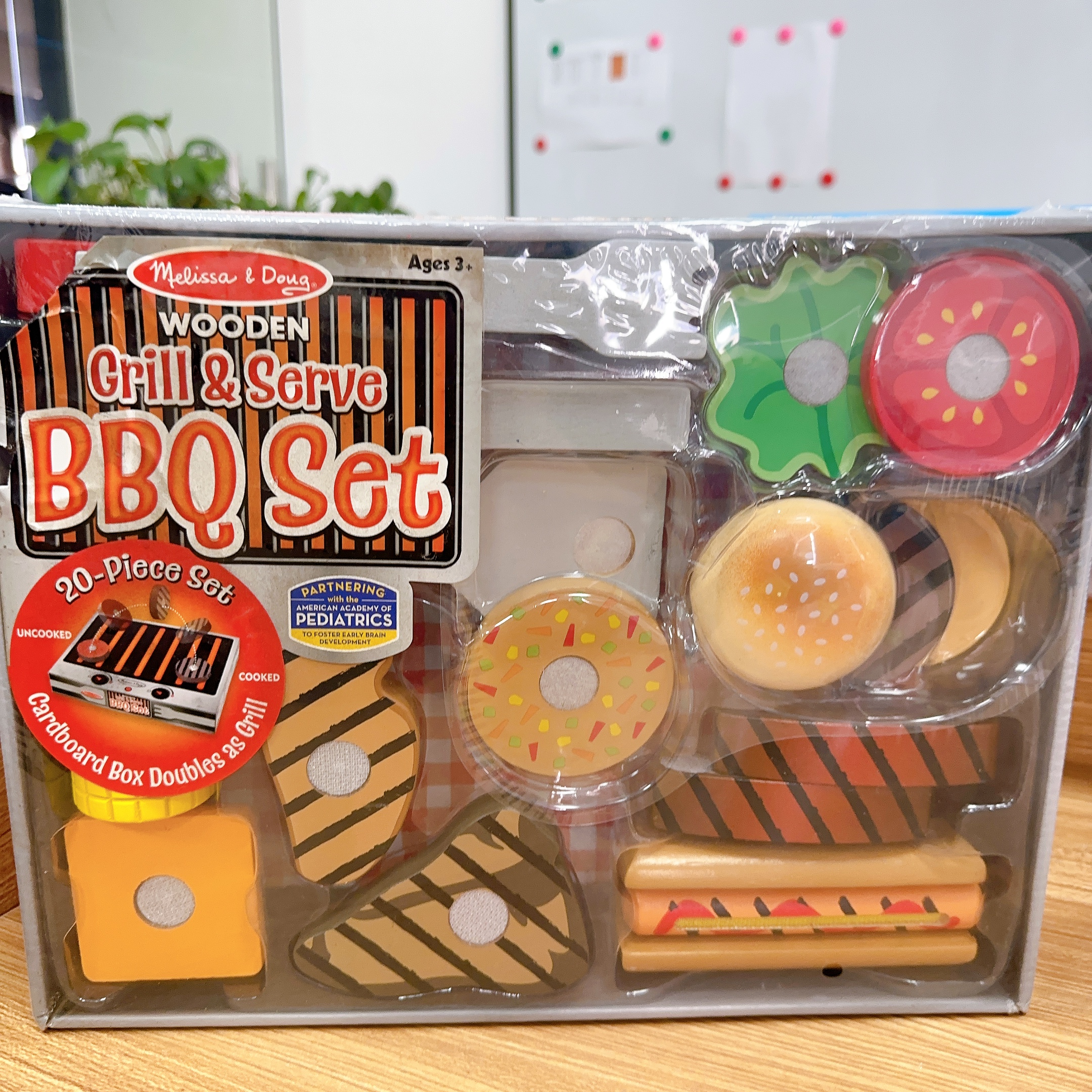 美国MD木制烧烤游戏18件套装 过家家玩具 厨房仿真食物