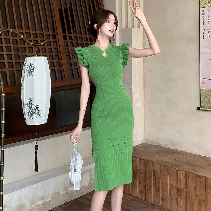高级感洋气新中式盘扣连衣裙女2024夏季新款气质显瘦小飞袖裙子潮