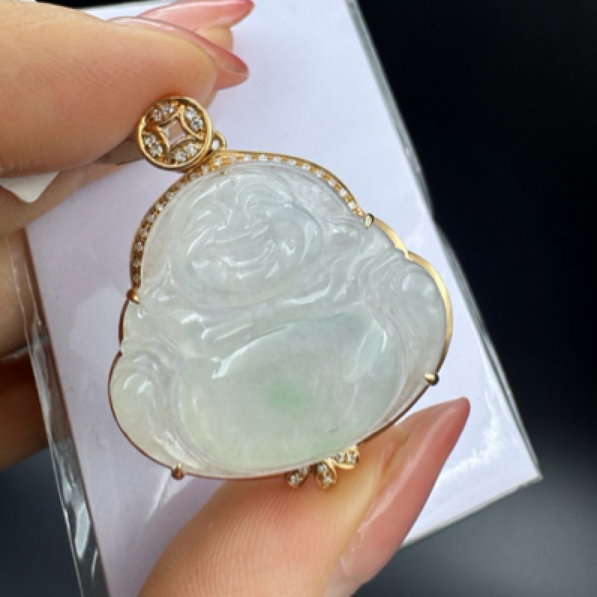 18K金镶翡翠佛公吊坠35.4*36.9*9.5