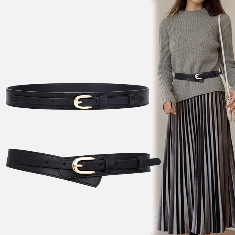 女士针扣真皮装饰腰带配裙子连衣裙外套百搭休闲纯牛皮3.0cm宽