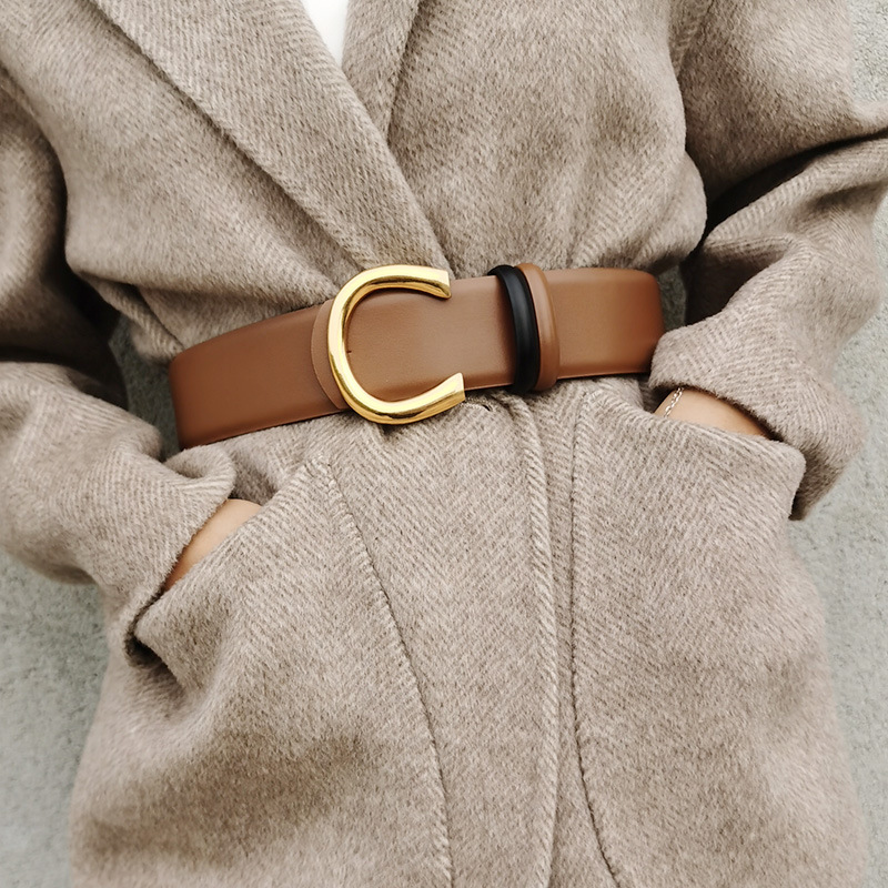 女士真皮宽腰封百搭配大衣外套连衣裙5cm宽