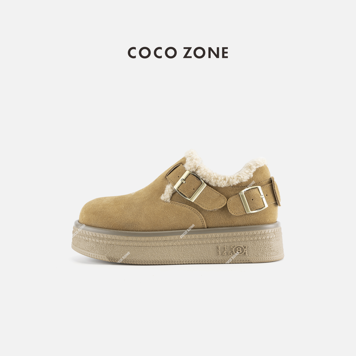 COCO ZONE 刘一一 冬季厚底一脚蹬保暖勃肯鞋雪地靴CC2D3084