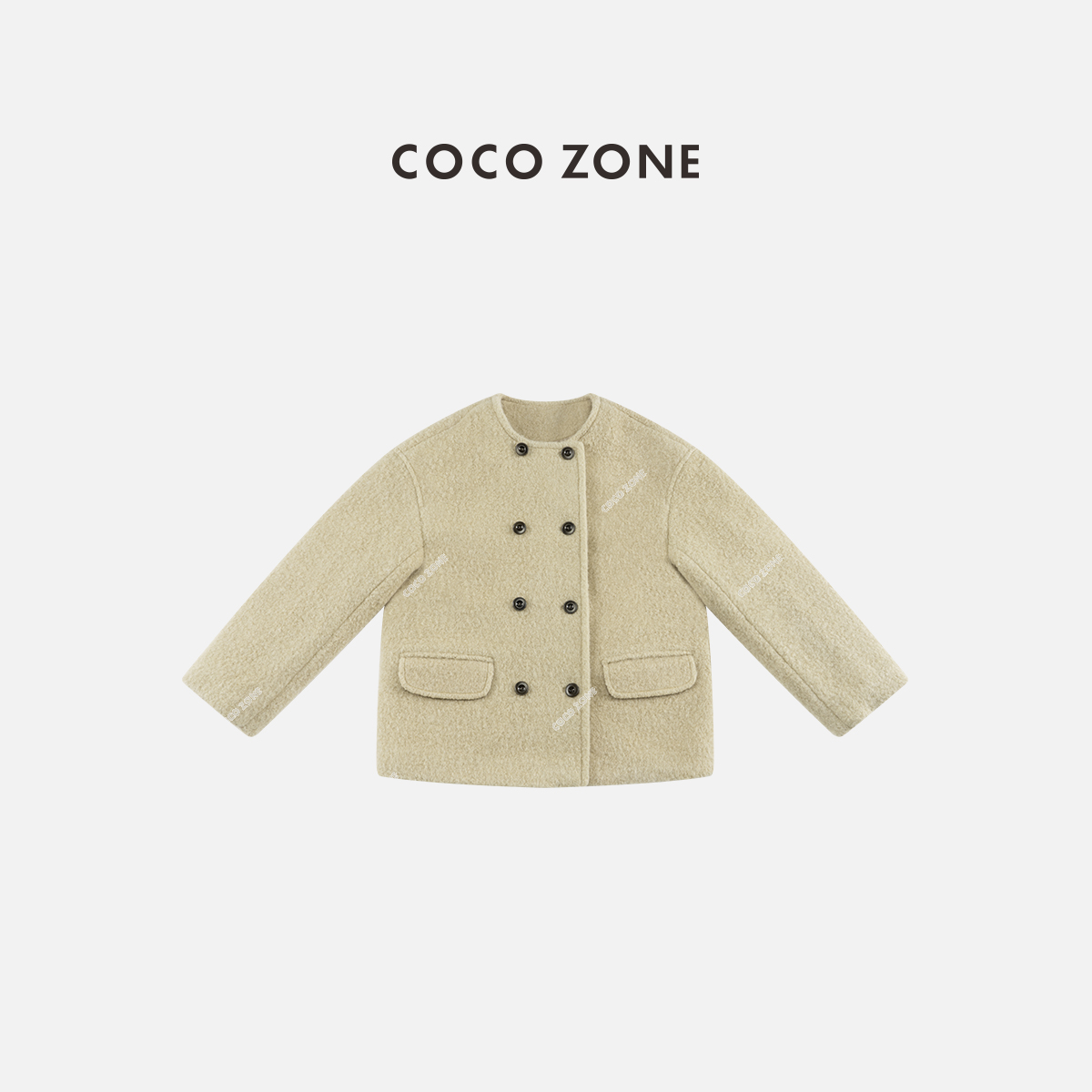 COCO ZONE 刘一一 冬季小香风双排扣圆领保暖长袖外套CC2D3302