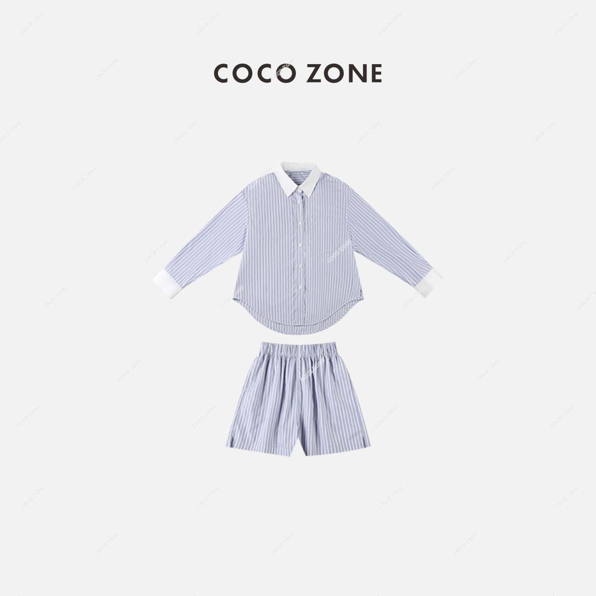 COCO ZONE 刘一一 通勤风气质撞色条纹衬衫+显瘦裤子23C18883