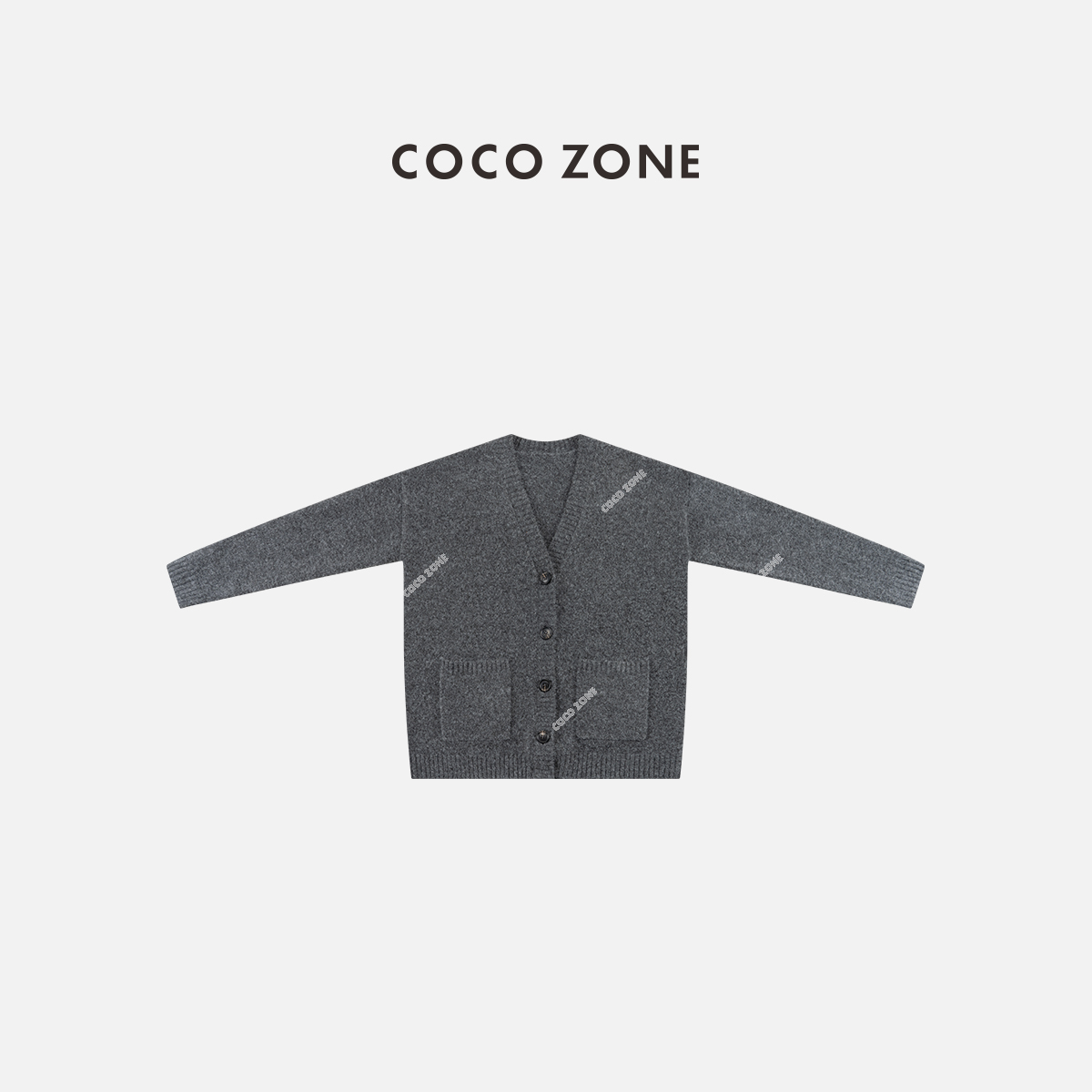 COCO ZONE 刘一一 秋季慵懒风V领单排扣长袖针织开衫CC1D2543