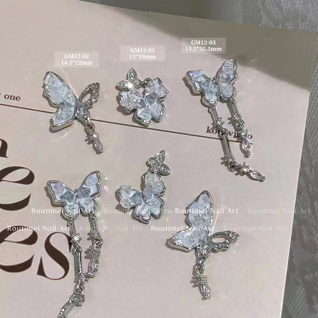 LZ爆款“水晶. 碎蝶” 美甲饰品锆石合金