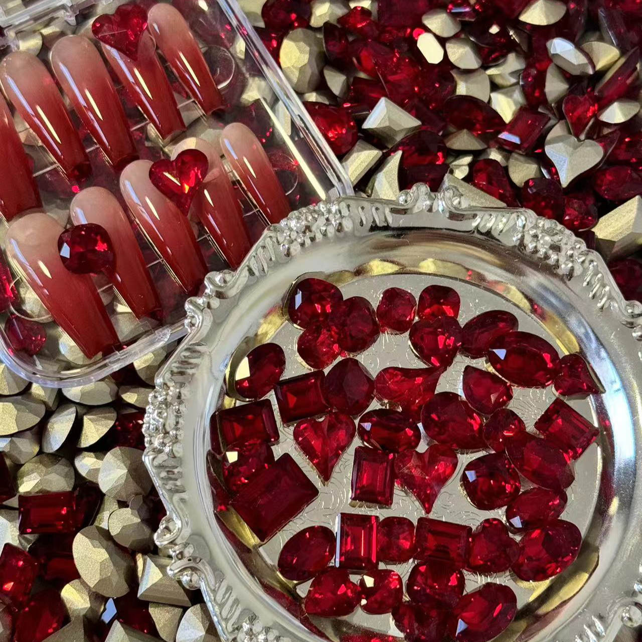 ［安可拉红］高品K9钻混装大小混装美甲超闪饰品美甲钻 