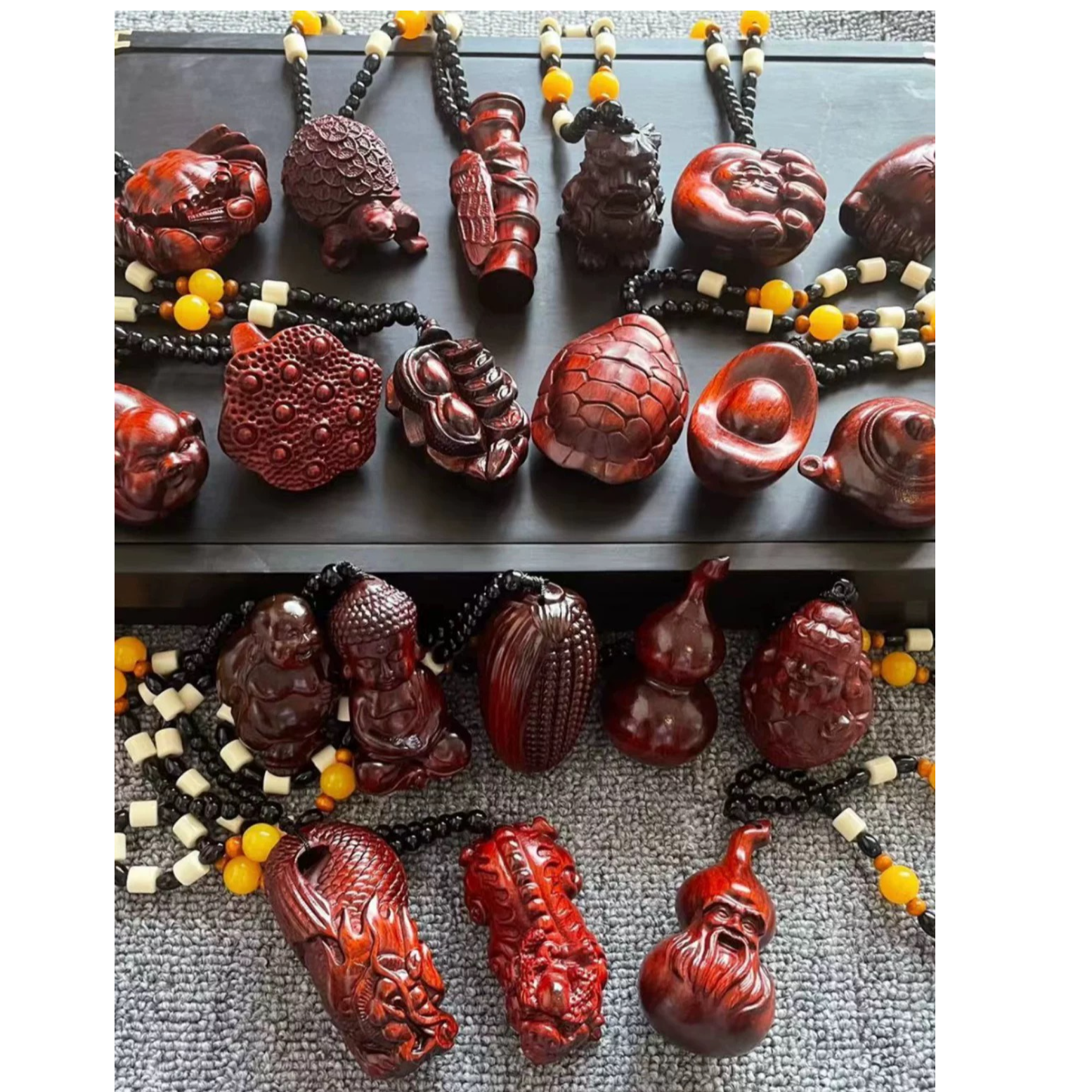 紫檀实木雕刻手把玩件汽车吊坠挂件挂饰男女款随身携带文玩