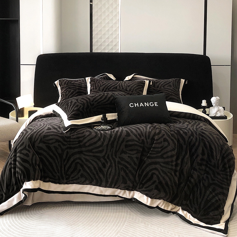 斑马-新款高克重加厚保暖貂绒四件套