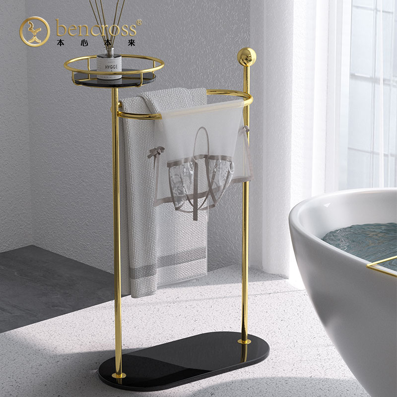 bencross/本心本来多层浴室毛巾架免打孔卫生间落地置物浴巾架