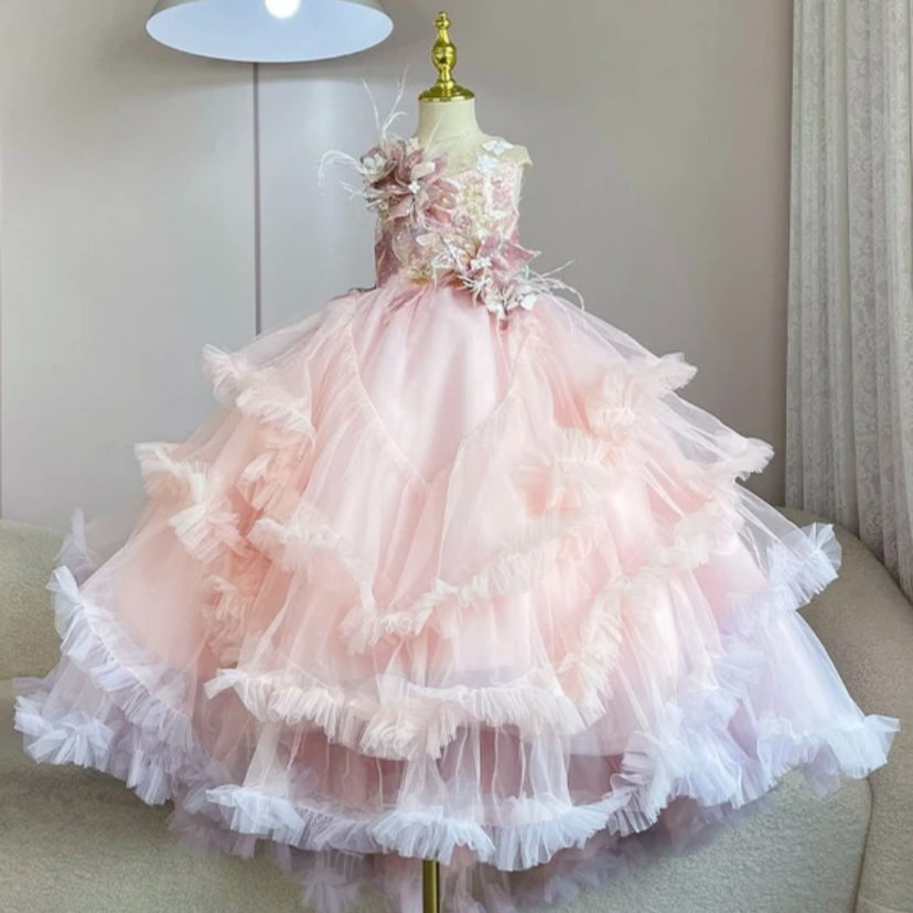 【戴安娜】（拖尾）高级感礼服儿童公主裙生日婚礼花童主持钢琴走秀