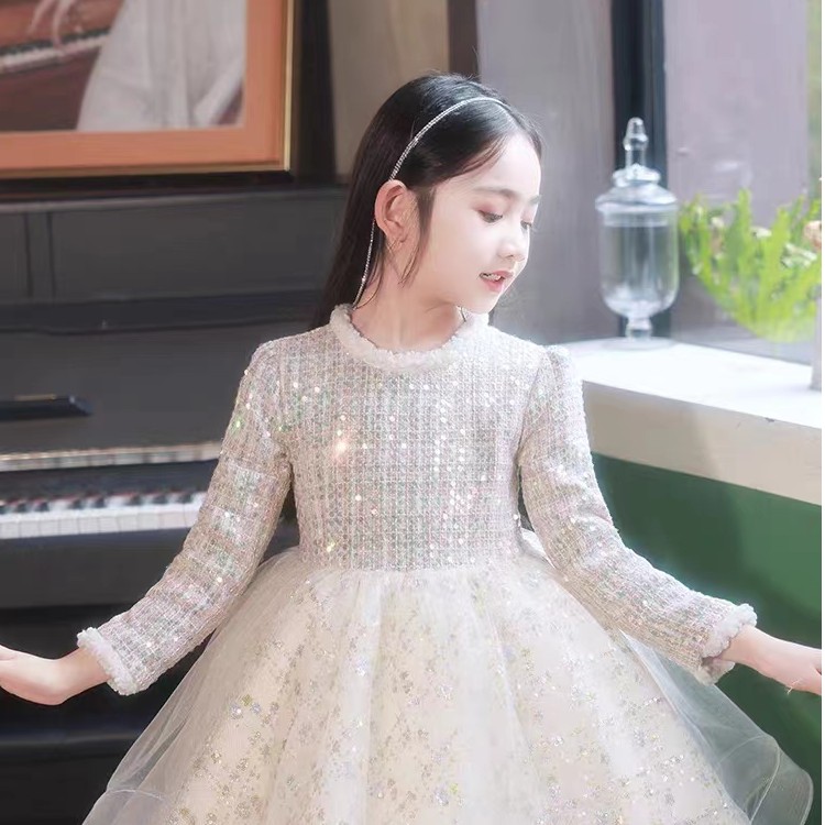 【晨曦之光】儿童公主裙女孩花童婚纱高端儿童礼服裙钢琴演奏